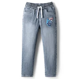 Pine Kids Denim Woven Full Length Washed Jeans with Football Text Print - Light Blue-picture-34