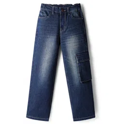 Pine Kids Denim Woven Full Length Washed Jeans With Pocket - Navy Blue-picture-33