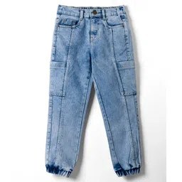 Pine Kids Denim Woven Full Length Washed Jeans With Pockets - Blue-picture-36