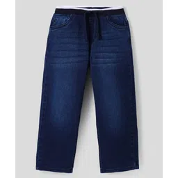 Pine Kids Denim Woven Washed Full Length Solid Colour Jeans - Navy Blue-picture-14