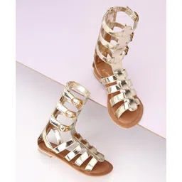 Pine Kids Gladiator Roman Zip Closure Sandals - Gold-picture-24