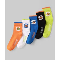 Pine Kids Knit Ankle Length Silvadur Antimicrobial Socks with Basketball Design Pack of 5 - Multicolor-picture-11