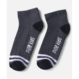 Pine Kids Knit Ankle Length Socks with Stripe & Text Design Pack of 3 - Color May Vary image 4