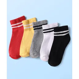 Pine Kids Knit Ankle Length Socks with Stripe Design Pack of 5 - Color May Vary-image-5