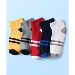 Pine Kids Knit Ankle Length Socks with Stripe Design Pack of 5 - Color May Vary-image-4