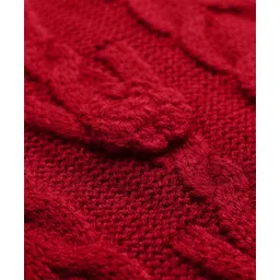 Pine Kids Knit Full Drop Shoulder Sleeves Turtle Neck Pullover Sweater with Cable Knit Design - Red image 5