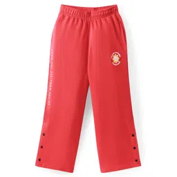 Pine Kids Knit Full Length Lounge Pant With Floral & Text Print - Red-picture-10