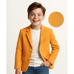 Pine Kids Knit Full Sleeves Solid Color Blazer - Mustard image 1