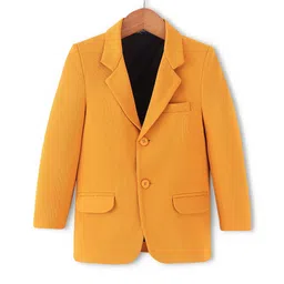 Pine Kids Knit Full Sleeves Solid Color Blazer - Mustard image 2