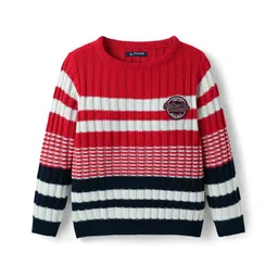 Pine Kids Knit Full Sleeves Striped Pullover - Red-image-49