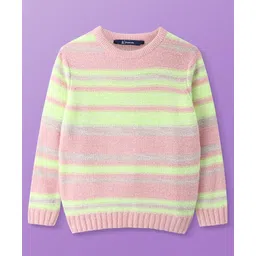 Pine Kids Knit Full Sleeves Striped Pullover Sweater - Pink-image-44