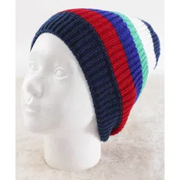 Pine Kids Knit Stripe Designed Winter Cap - Blue & Red-image-38