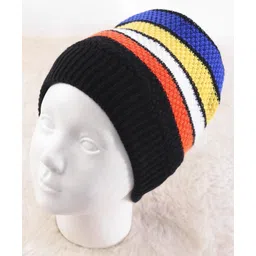 Pine Kids Knit Striped Designed Winter Cap - Black & Blue-image-41