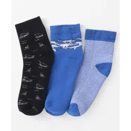 Pine Kids Knitted Silvadur Antimicrobial Ankle Length Striped Socks - Pack of 3 ( Color May Vary )-picture-20