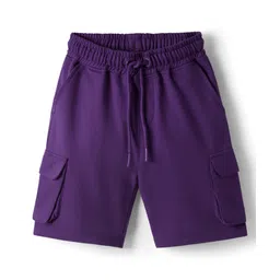 Pine Kids Looper Knit Above Knee Length Solid Colour Shorts - Violet-picture-13