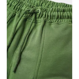 Pine Kids Looper Knit Above Knee Length Solid Shorts With Cargo Pockets - Olive Green image 3