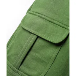 Pine Kids Looper Knit Above Knee Length Solid Shorts With Cargo Pockets - Olive Green image 4