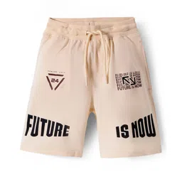Pine Kids Looper Knit Knee Length Shorts with Text Print - Beige-picture-21