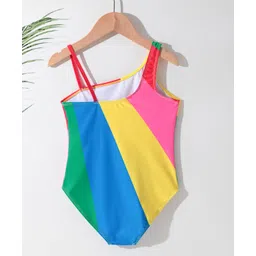 Pine Kids One Shoulder Sleeveless Striped  V Cut Swimsuit - Multicolor image 2