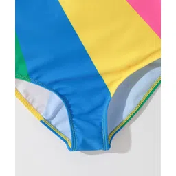 Pine Kids One Shoulder Sleeveless Striped  V Cut Swimsuit - Multicolor image 4