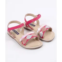 Pine Kids Party Wear Sandals Sequin & Cutwork Detail - Pink-picture-11