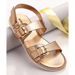 Pine Kids Party Wear Sandals With Buckle Closure -  Golden-picture-16