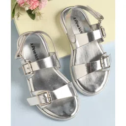 Pine Kids Party Wear Sandals With Buckle Closure - Silver-picture-12