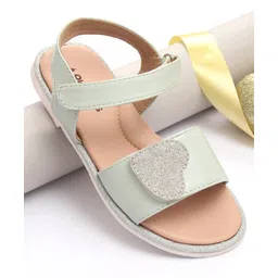 Pine Kids Sandals with Velcro Closure and Heart Applique- Blue-picture-22