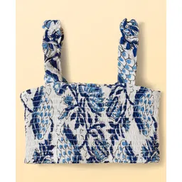 Pine Kids Sleeveless Floral Printed Indo Western Set - Blue image 3