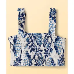 Pine Kids Sleeveless Floral Printed Indo Western Set - Blue image 4