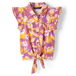 Pine Kids Sleeveless Floral Printed Top With Collar Neck - Pink-picture-15