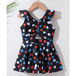 Pine Kids Sleeveless  Frock Swimsuit with Polka Dots Print - Black-picture-28