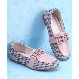 Pine Kids Slip On Ballerina with Applique with Monogram Print - Pink-image-37