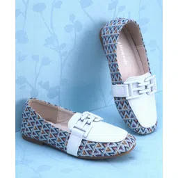 Pine Kids Slip On Ballerina with Applique with Monogram Print - White-image-21