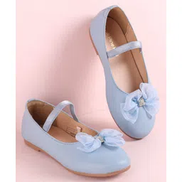Pine Kids Slip On Ballerina with Bow Applique - Sky Blue-image-20