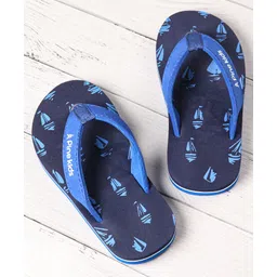Pine Kids Slip On Flip Flops Boat Print - Sky Blue-image-22