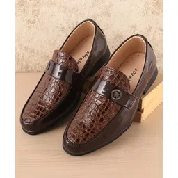 Pine Kids Slip On Party Wear Shoes - Dark Brown-image-16