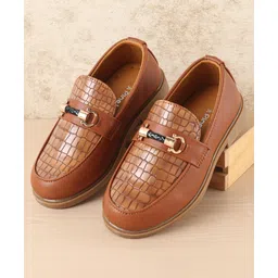 Pine Kids Slip On Party Wear Shoes with Applique - Brown-picture-42