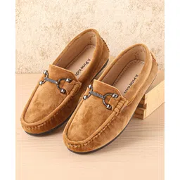 Pine Kids Slip On Party Wear Shoes with Applique - Tan-image-18