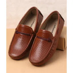 Pine Kids Slip-on Round Toe Party Wear Loafers with Cushioned Footbed - Brown-image-24