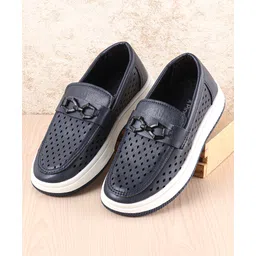 Pine Kids Slip On Solid Coloured Loafers - Navy Blue image 1