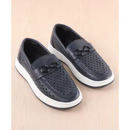 Pine Kids Slip On Solid Coloured Loafers - Navy Blue image 2