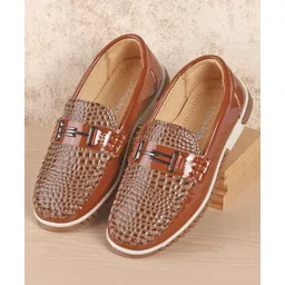 Pine Kids Slip On Style Formal Shoes - Brown-image-47