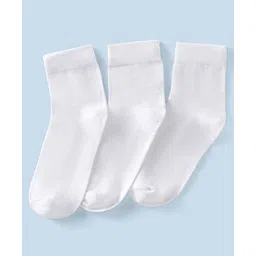Pine Kids Solid Ankle Length Socks Pack of 3 - Snow White-picture-13