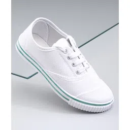 Pine Kids Solid Lace Up School Shoes - White-picture-26