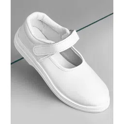 Pine Kids Solid School Shoes with Velcro Closure - White-picture-22