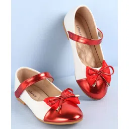 Pine Kids Velcro Closure Ballerina With Bow Applique- Red-picture-21