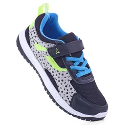 Pine Kids Velcro Closure Printed Sports Shoes - Black & Grey-picture-18