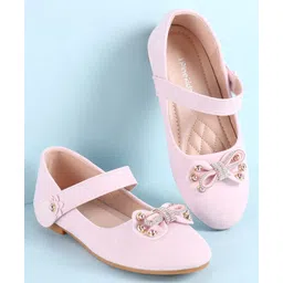 Pine Kids Velcro Closure Solid Coloured Ballerina With Bow Applique - Pink-picture-10