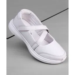Pine Kids Velcro Closure Solid Coloured School Shoes - White-picture-18